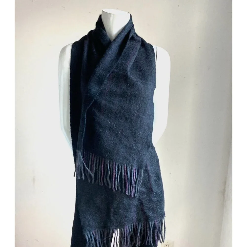 Fraas Cashmere Charcoal Grey Purple Stripe Men's Scarf